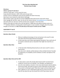 Their Eyes Were Watching God Thematic Essay Prompts  Directions: