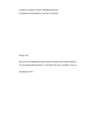 KYMENLAAKSON AMMATTIKORKEAKOULU Sosiaalialan koulutusohjelma / kasvatus- ja perhety&ouml; Marjut Vulli