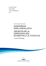 WORDPRESS- SISÄLLÖNHALLINTA- JÄRJESTELMÄ JA VERKKOSIVUJEN