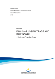 FINNISH-RUSSIAN TRADE AND ITS FINANCE – Southwest Finland on focus