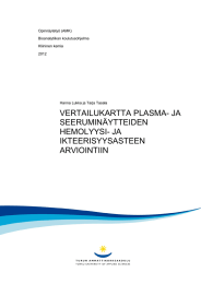 VERTAILUKARTTA PLASMA- JA SEERUMINÄYTTEIDEN HEMOLYYSI- JA IKTEERISYYSASTEEN