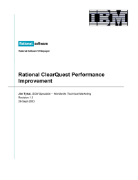 Rational ClearQuest Performance Improvement Rational Software Whitepaper