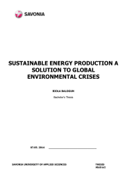 SUSTAINABLE ENERGY PRODUCTION A SOLUTION TO GLOBAL ENVIRONMENTAL CRISES