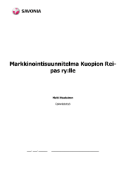 Markkinointisuunnitelma Kuopion Rei- pas ry:lle  Matti Haatainen