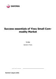 Success essentials of Yiwu Small Com- modity Market  Bachelor’s Thesis