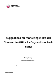 Suggestions for marketing in Branch Transaction Office I of Agriculture Bank Hanoi