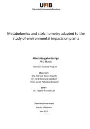 Metabolomics and stoichiometry adapted to the  Albert Gargallo Garriga