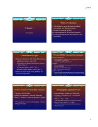 What is Federalism Chapter 3 2/24/14