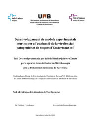 Desenvolupament de models experimentals Escherichia coli