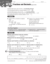 Fractions and Decimals