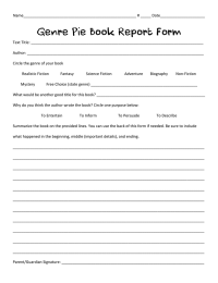 Genre Pie Book Report Form