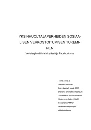 YKSINHUOLTAJAPERHEIDEN SOSIAA- LISEN VERKOSTOITUMISEN TUKEMI- NEN