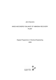 Jenni Sauramo MASS AND ENERGY BALANCE OF AMMONIA RECOVERY PLANT