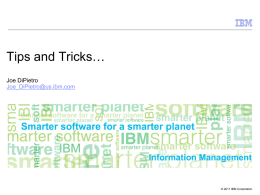 Tips and Tricks…  Information Management Joe DiPietro