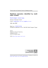 Nonlinear dynamics identified by multi- index models David Lindgren Lennart Ljung