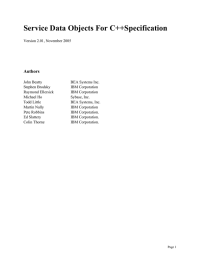 Service Data Objects For C++Specification Authors