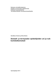 Saimaan ammattikorkeakoulu Sosiaali- ja terveysala Lappeenranta Hoitotyön koulutusohjelma Terveydenhoitotyön suuntautumisvaihtoehto