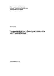 TOIMINNALLISUUS PÄIHDEKUNTOUTUJIEN AUTTAMISKEINONA Saimaan ammattikorkeakoulu