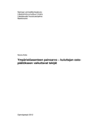 Saimaan ammattikorkeakoulu Liiketoiminta ja kulttuuri Imatra Liiketalouden koulutusohjelma Markkinointi