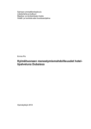 Saimaan ammattikorkeakoulu Liiketoiminta ja kulttuuri Majoitus- ja ravitsemisala Imatra Hotelli- ja ravintola-alan koulutusohjelma