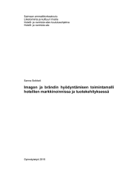 Saimaan ammattikorkeakoulu Liiketoiminta ja kulttuuri Imatra Hotelli- ja ravintola-alan koulutusohjelma