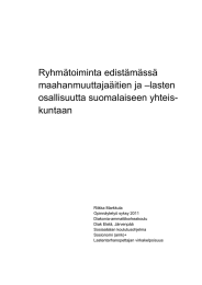 Ryhmätoiminta edistämässä –lasten maahanmuuttajaäitien ja