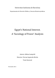 Egypt’s	National	Interest. A	‘Sociology	of	Power’	Analysis  Universitat	Autònoma	de	Barcelona
