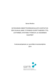Sanna Renfors SATAKUNNAN AMMATTIKORKEAKOULUSTA KUNTOUTUK- SEN OHJAAJA (AMK) TUTKINNON SUORITTANEIDEN TYÖL-