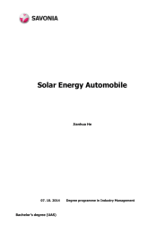 Solar Energy Automobile  Jianhua He Bachelor’s degree (UAS)