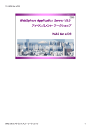 アナウンスメント・ワークショップ WebSphere Application Server V8.0 WAS for z/OS