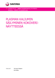 PLASMAN KALIUMIN SÄILYMINEN KOKOVERI- NÄYTTEESSÄ