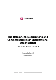 The Role of Job Descriptions and Competencies in an International Organization