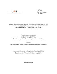 TRATAMIENTO PSICOLÓGICO COGNITIVO-CONDUCTUAL EN ADOLESCENTES Y ADULTOS CON TDAH