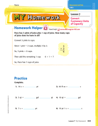 Homework Helper Lesson 7 Convert Customary Units