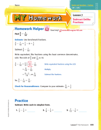 Homework Helper _ Lesson 7 Subtract Unlike