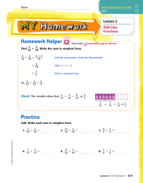 Homework Helper Practice Lesson 2 Add Like