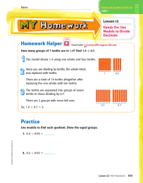 Homework Helper Lesson 12 Hands On: Use Models to Divide