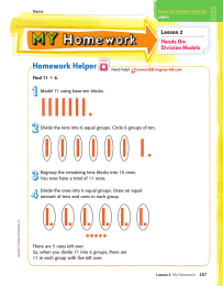 Homework Helper Lesson 2 Hands On: Division Models