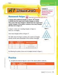 Homework Helper Lesson 2 Hands On: Prime Factorization