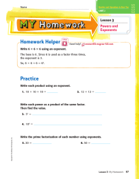 Homework Helper Practice Lesson 3 Powers and