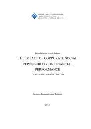 THE IMPACT OF CORPORATE SOCIAL REPONSIBILITY ON FINANCIAL PERFORMANCE Daniel Owusu Ansah Bobbie