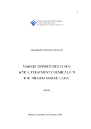 MARKET OPPORTUNITIES FOR WATER TREATMENT CHEMICALS IN THE  NIGERIA MARKET,CASE: OMOSEKEJI