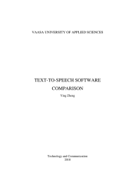 TEXT-TO-SPEECH SOFTWARE COMPARISON VAASA UNIVERSITY OF APPLIED SCIENCES