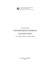 VIENTIPROSESSI SUOMESTA KAZAKSTANIIN Tiina Keski-Karhu Case; ABB Oy Medium Voltage Products