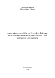 Ausgewählte gesetzliche und kirchliche Feiertage der einzelnen Bundesländer Deutschlands - eine