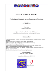 FINAL SCIENTIFIC REPORT Psychological Contracts across Employment Situations PSYCONES