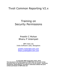 Tivoli Common Reporting V2.x  Training on Security Permissions