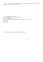 Alexander Geyken and Jordan Boyd-Graber. Automatic classification of multi-word expressions... dictionaries. Linguisticae Investigationes, 2003, 16 pages.