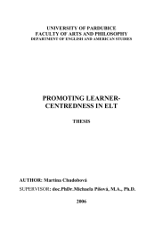 PROMOTING LEARNER- CENTREDNESS IN ELT UNIVERSITY OF PARDUBICE