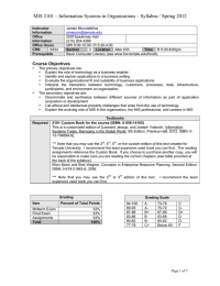 MIS 2101 – Information Systems in Organizations – Syllabus /...